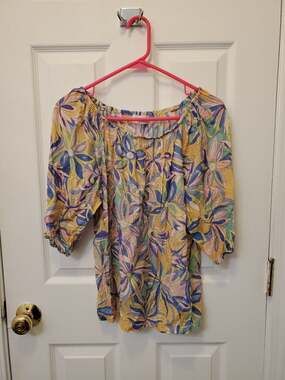 Ethyl Clothing Women's Off-the-Shoulder Floral Printed 3/4 Sleeve Blouse
